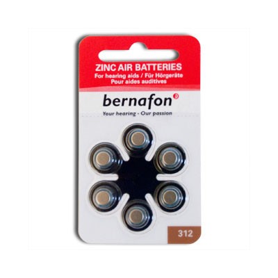 Baterie do aparatów słuchowych Bernafon 312- 1 listek (6 szt baterii)