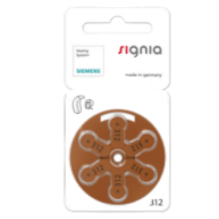 Baterie do aparatów słuchowych Signia 312 - 1 listek (6 szt baterii)